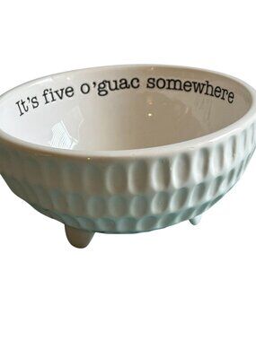 Mud Pie Guacamole "It's Five O'Guac Somewhere" Footed Bowl 6" Party Serving Dish